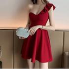 Ruffle One-shoulder Mini A-line Dress
