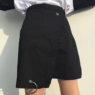 Ring Accent Wrap A-line Skirt