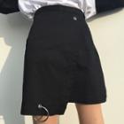 Ring Accent Wrap A-line Skirt