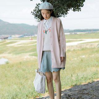 Plain Cardigan Light Pink - One Size