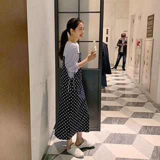 Polka-dot Long Overall Dress