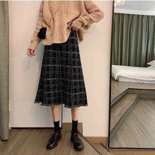 Tweed Midi Skirt As Shown In Figure - One Size