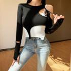 Set: Long-sleeve Cut-out T-shirt + Camisole