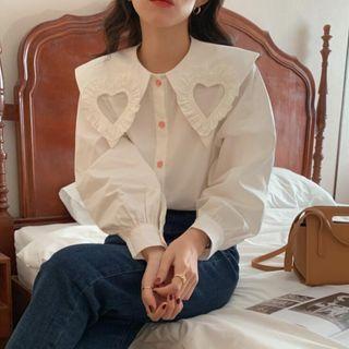 Collar Heart Cut-out Blouse