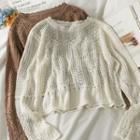 Wave-edge Open-knit Loose Top