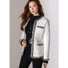 Fringed Faux-pearl Detail Quilted Jacket