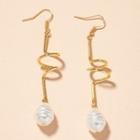 Freshwater Pearl Swirl Alloy Dangle Earring 1 Pair - Pearl - Gold & White - One Size
