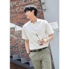 Notched-neckline Collared T-shirt
