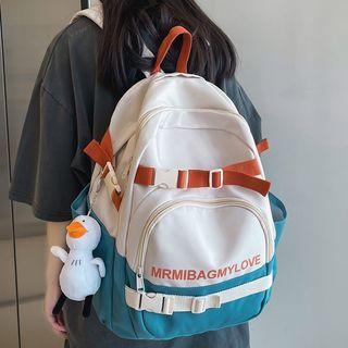 Lettering Buckled Backpack / Duck Charm / Set