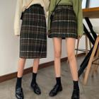 Plaid High-waist Midi Skirt /mini-skirt
