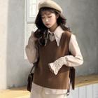 Bell Long-sleeve Blouse / Plain Vest