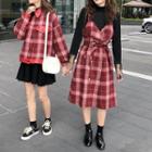 Plaid Single-breasted Jacket / Double-breasted Jumper Dress