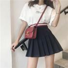 Short-sleeve Printed T-shirt / Mini Pleated Skirt