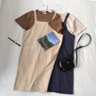 Plain Strappy Dress / Plain Crewneck Short-sleeve Top