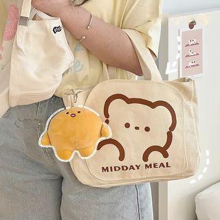 Cartoon Print Mini Canvas Tote Bag