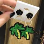 Sequined Palm Tree Rhinestone Hoop Dangle Earring As Shown In Figure - One Size