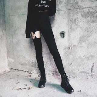 Cutout Hoop Skinny Pants
