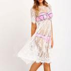 Short-sleeve Lace Cover-up