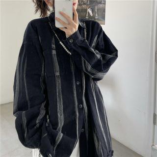 Striped Shirt Jacket With Chain