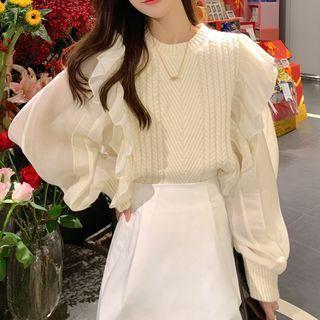 Balloon-sleeve Ruffle Sweater