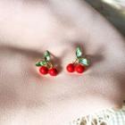 Faux Crystal Cherry Earring 1 Pair - Red & Green - One Size