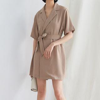 Short-sleeve Lapel Minidress