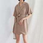 Short-sleeve Lapel Minidress