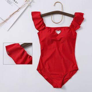 Ruffled Cut-out Open-back Swimsuit