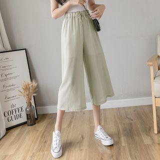 High-waist Drawstring Loose Fit Chiffon Pants