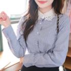 Lace-collar Stripe Shirt