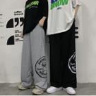 Elastic Waist Printed Wide-leg Sweatpants