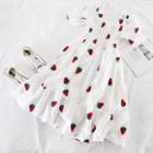 Embroidered Square-neck Short-sleeve Dress