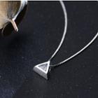 925 Sterling Silver Rhinestone Triangle Pendant Necklace