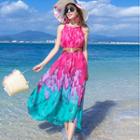 Printed Sleeveless Midi Sun Dress