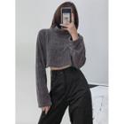 Cowl-neck Loose-fit Crop Sweater