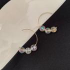Faux Crystal Alloy Open Hoop Earring 1 Pair - Transparent & Gold - One Size
