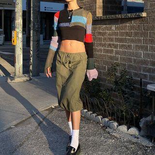 Low Rise Drawstring Pencil Skirt