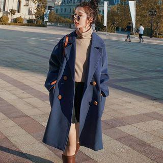 Notch Lapel Contrast Trim Coat