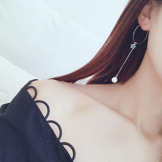 Star Drop Hoop Earrings
