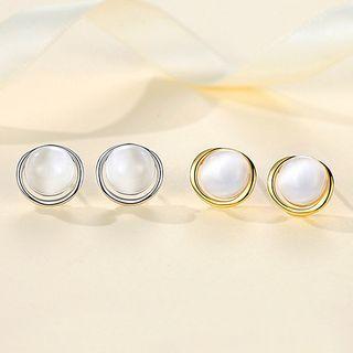 Faux Cat Eye Stone Sterling Silver Earring