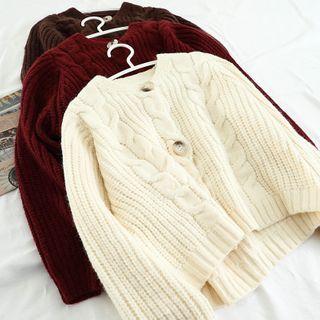 Round-neck Knit Cropped Cardigan