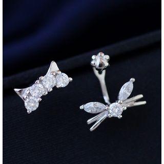 Non-matching Cat Rhinestone Earring