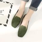 Faux-suede Square-toe Flat Loafers