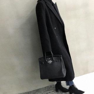 Peaked-lapel Double-breasted Wool Blend Long Coat