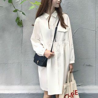 Plain Loose-fit Shirtdress