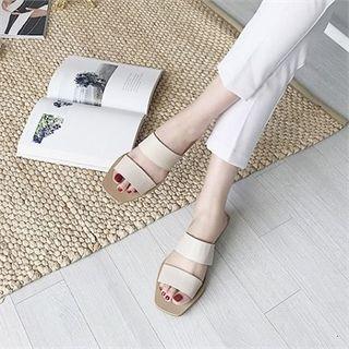 Double-strap Flat Slide Sandals