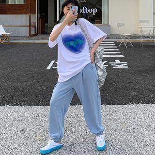 Short-sleeve Heart Print T-shirt / Sweatpants