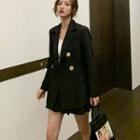 Set: Double-breasted Blazer + Pleated Skirt