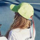 Embroidered Contrast-trim Cap Lime Green - One Size