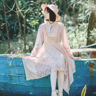 Lace Panel A-line Hanky Hem Dress